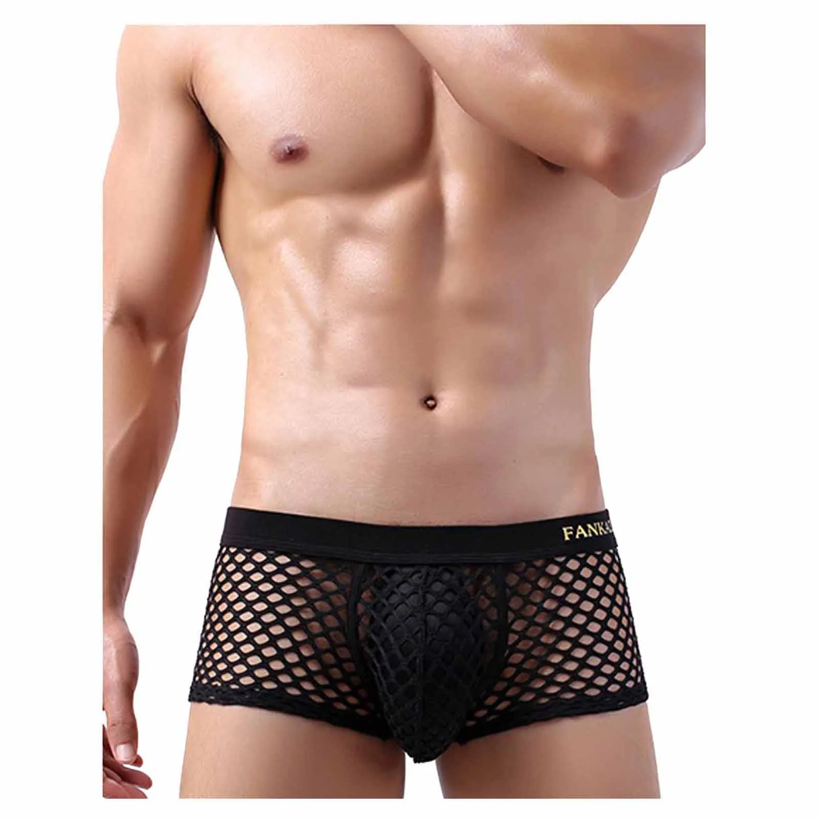 

Men's Mesh Boxer Shorts Transparent Low-rise Gay Underwear Sheer Fishnet Tanga Hombre U Convex Pouch Cuecas Calzoncillos Panties