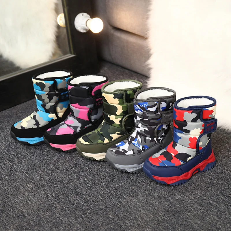 Ботинки детские плюшевые, теплые водонепроницаемые Нескользящие, на меху, Повседневная зимняя обувь, большие размеры от AliExpress WW