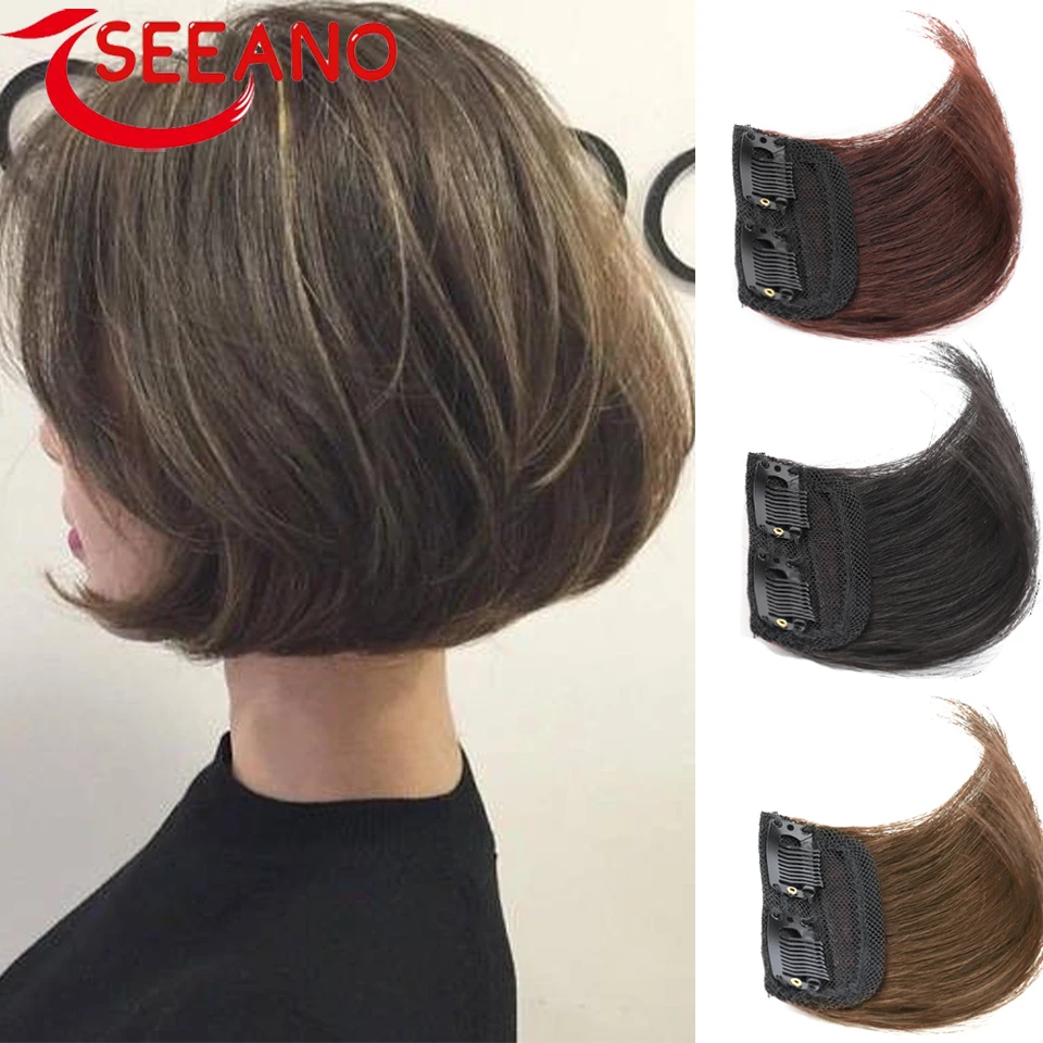 

SEEANO Synthetic Hair Pad Invisible Seamless Hair Extension Clip Natural Hair Extension Top Side Cover Wig Piece New Fashion