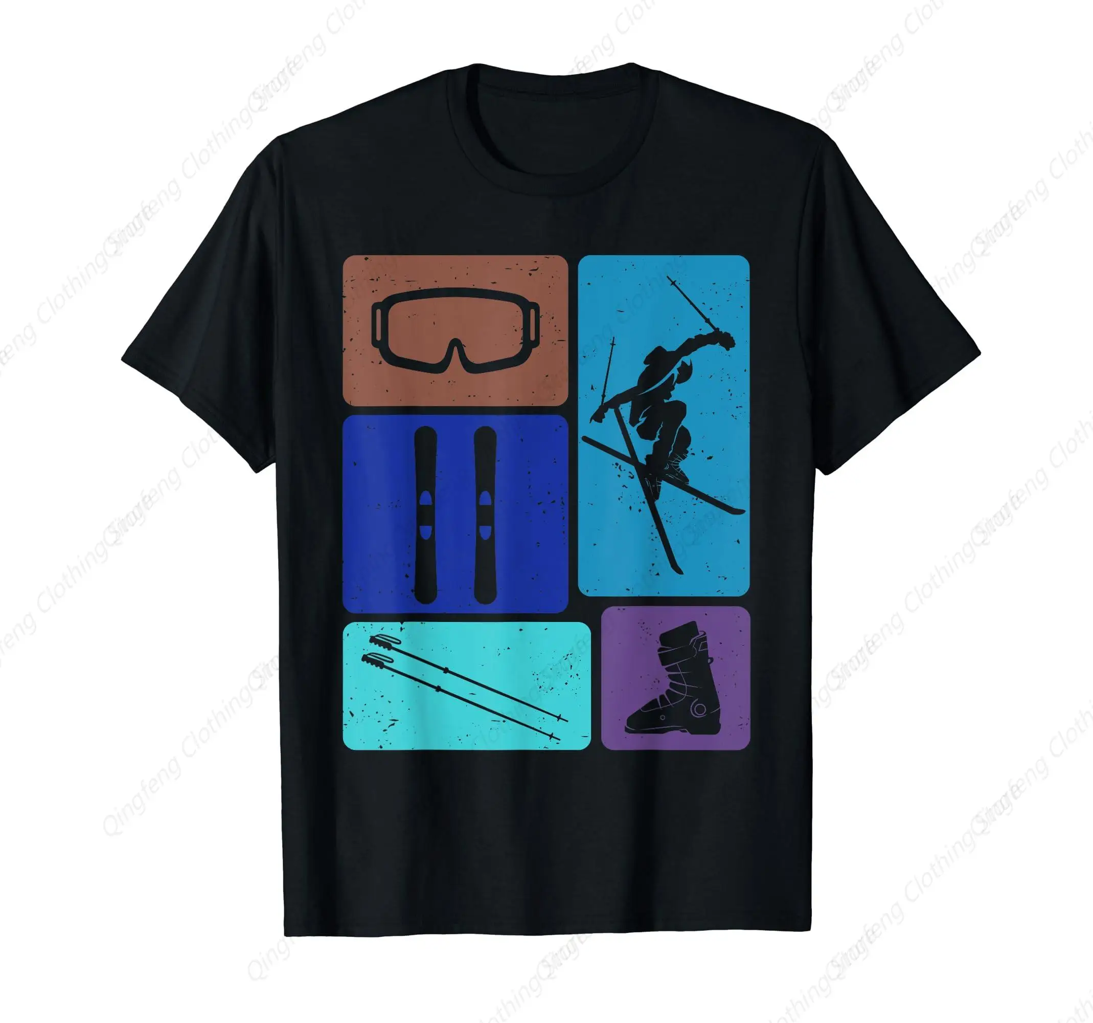 Забавная футболка для любителей зимних видов спорта на лыжах снежных