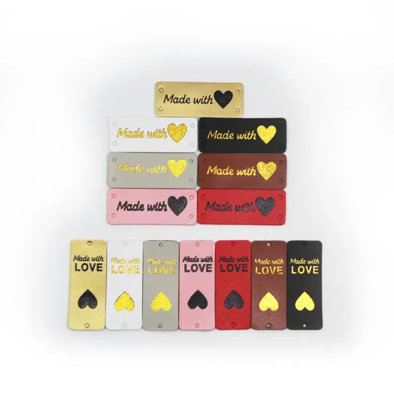

Excellent Handmade Labels Decorative Label High Quality Synthetic Leather Label Saw Holes Are Designed On Both Sides