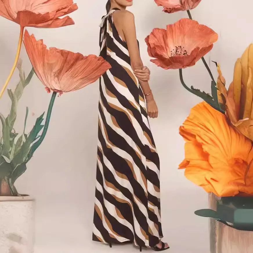 Новинка весна-лето 2024Ins элегантное платье на бретелях с принтом