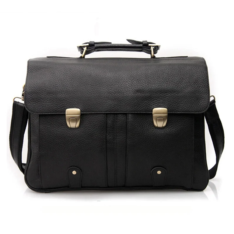 

Fashion Men Leather Briefcase Portfolio men briefcase large Business bag 15"laptop bag male office bag Tote attache case Black