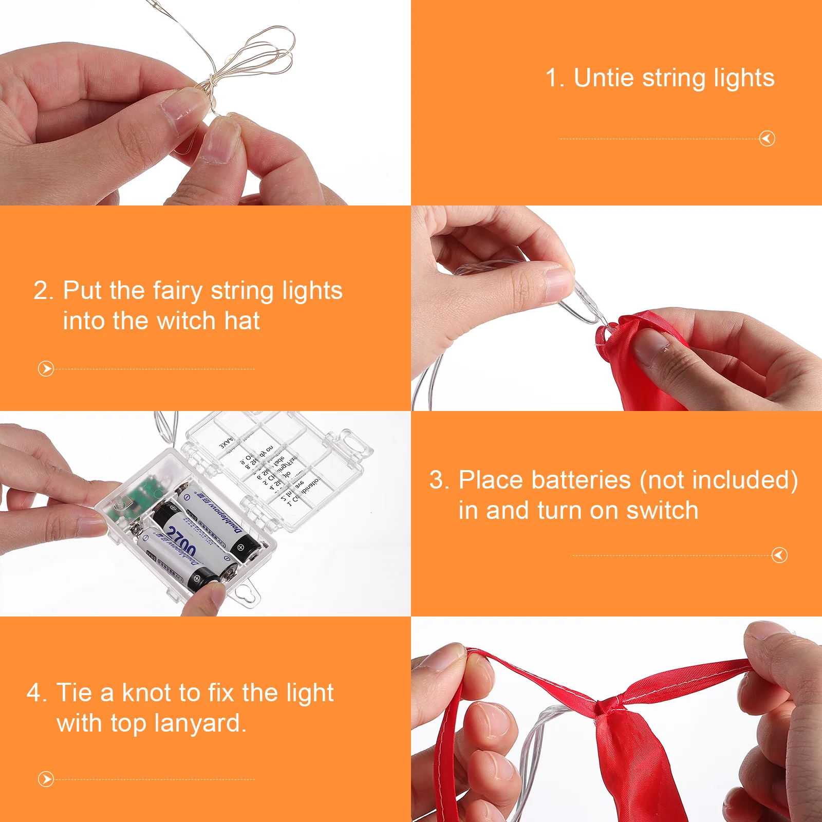 

8PCS Creative 8 Lighting Modes Witch Ghost Hats String Lights for Garden