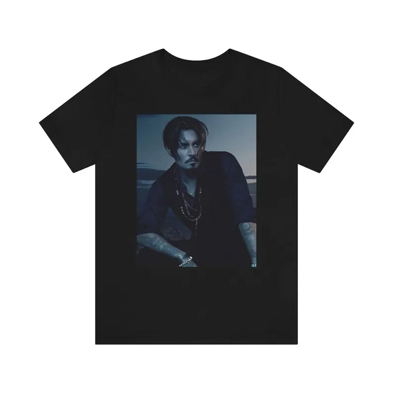 

Johnny Depp T-Shirt Aesthetic Premium men Crew Neck T-Shirt Aesthetic Clothing Birthday Gift Minimalist Streetwear Tee