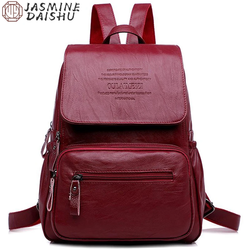 

2022 Women Leather Backpacks High Quality Ladies Bagpack Luxury Designer Large Capacity Casual Daypack Sac A Dos Girl Mochilas