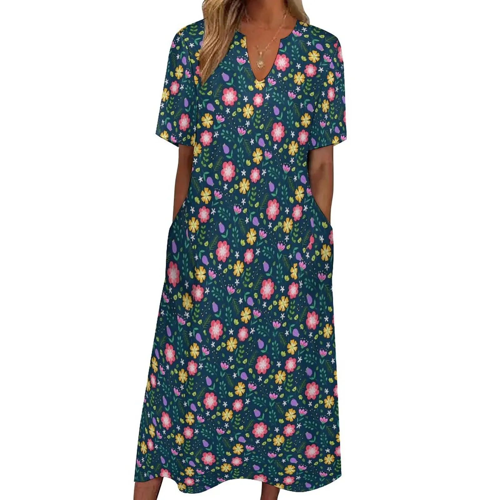 

Ditsy Floral Print Dress Summer Colorful Flower Street Fashion Bohemia Long Dresses Women Pattern Trendy Maxi Dress Large Size
