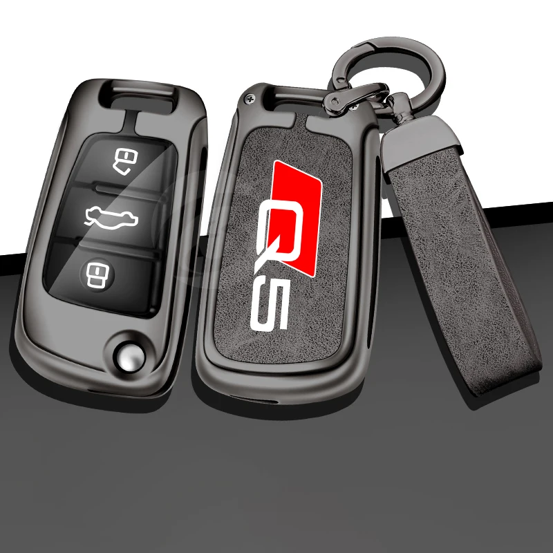 

Zinc Alloy Leather Car Key Case Cover for Audi Q5 Custom Logo Remote Control Key Shell Bag Car-Styling Interior Accessories