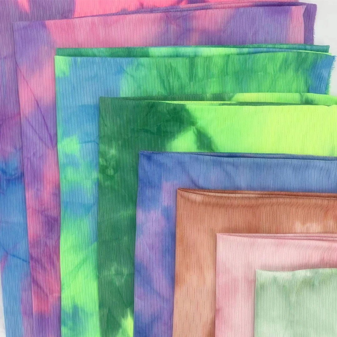 

Rib Yami Stripes Nylon Polyester Tie-dyed Fabric 180g Comfortable And SoftHigh Elasticity Home Textile Sewing