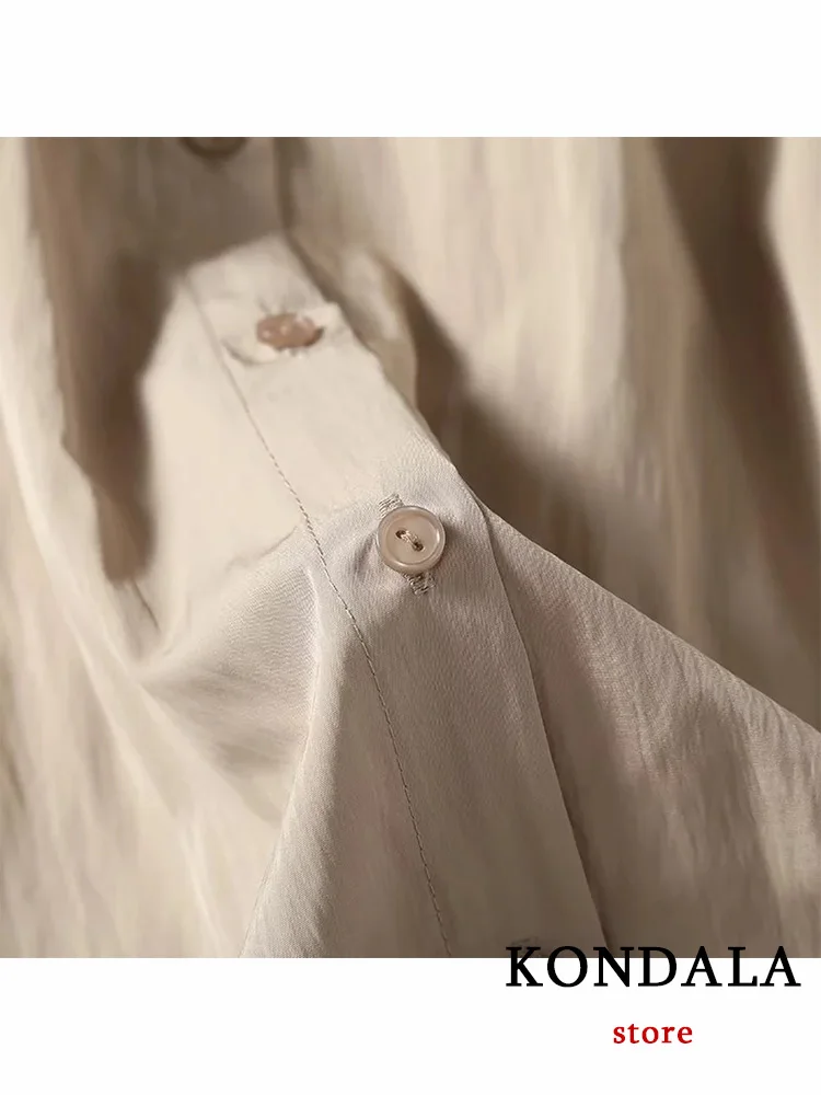 Повседневные винтажные женские рубашки KONDALA однотонная однобортная Свободная