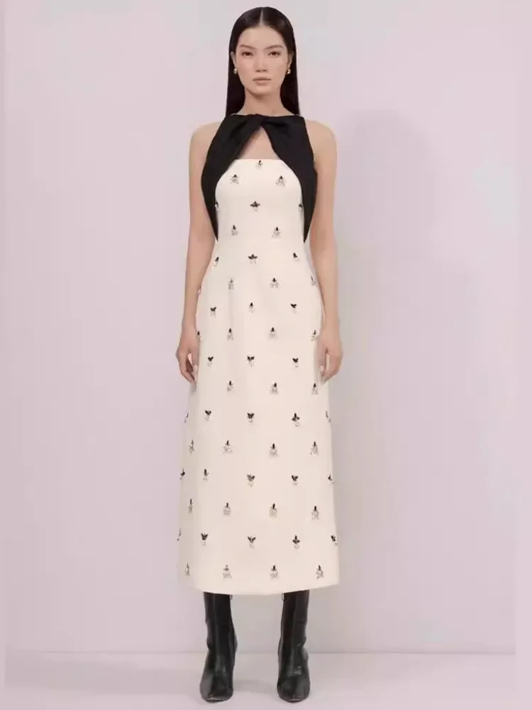 Женское облегающее вечернее платье элегантное ажурное контрастных цветов с