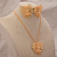40cm dubai arab africa flower jewelry set pendant necklace earrings sets women girl jewelries papua new guinea beads jewelry