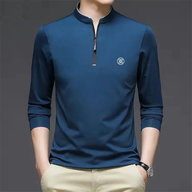 

Футболка-поло мужская с длинным рукавом, модная быстросохнущая рубашка для гольфа, деловой Повседневный Топ, свободная одежда для гольфа на молнии, весна-осень