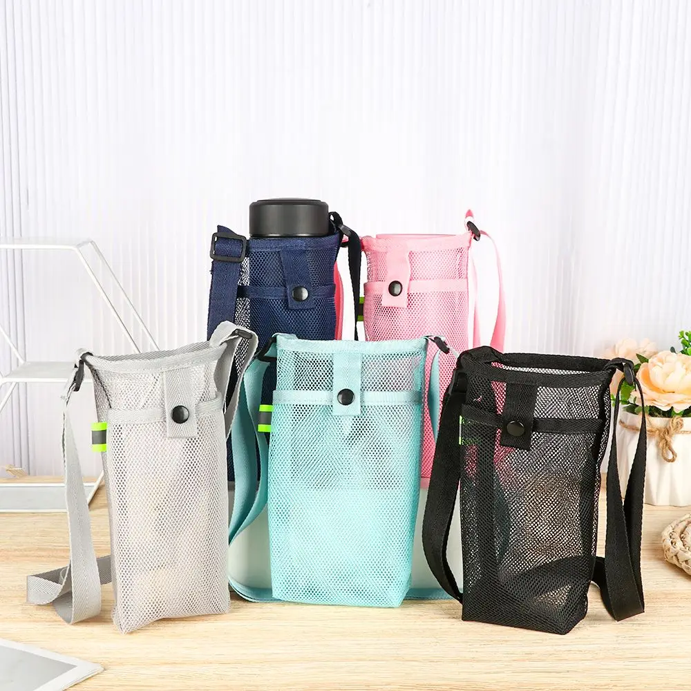 

Useful Portable With Strap Visible Bag Mesh Cup Pouch Mobile Phone Bag Sport Water Bottle Cover Cup Sleeve