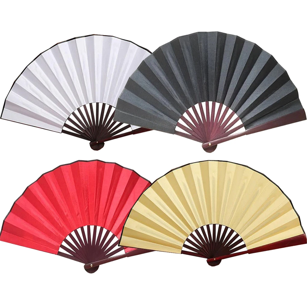 

10 Pieces Blank Folding Fan 8 Inch Hand Silk Cloth Craft Calligraphy DIY Painting Chinese Antiquity Wooden Bamboo Home Decor Fan