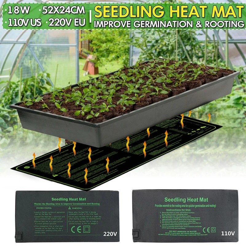 

20x10in Seedling Mat With US/UK/EU/AU Plug for Heat Plant Seed Clone Starter Greenhouse Rooting Germination Pad Garden Supplies