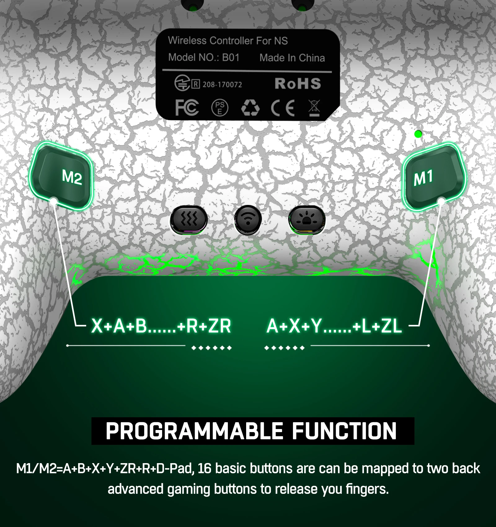 Беспроводной контроллер DinoFire 2 4G Bluetooth геймпад с RGB светильник 6 осей для Nintendo Switch