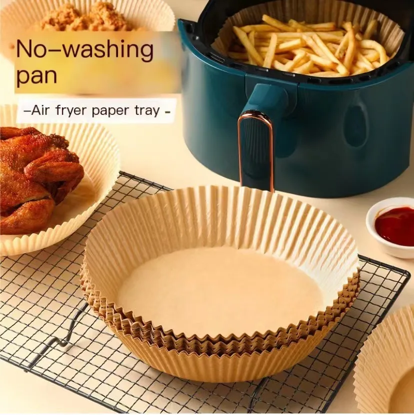 

50PCS Air Fryer Paper Liner Disposable Non-stick Baking Paper Oil-proof Baking Pad Air Fryer Accessories Round