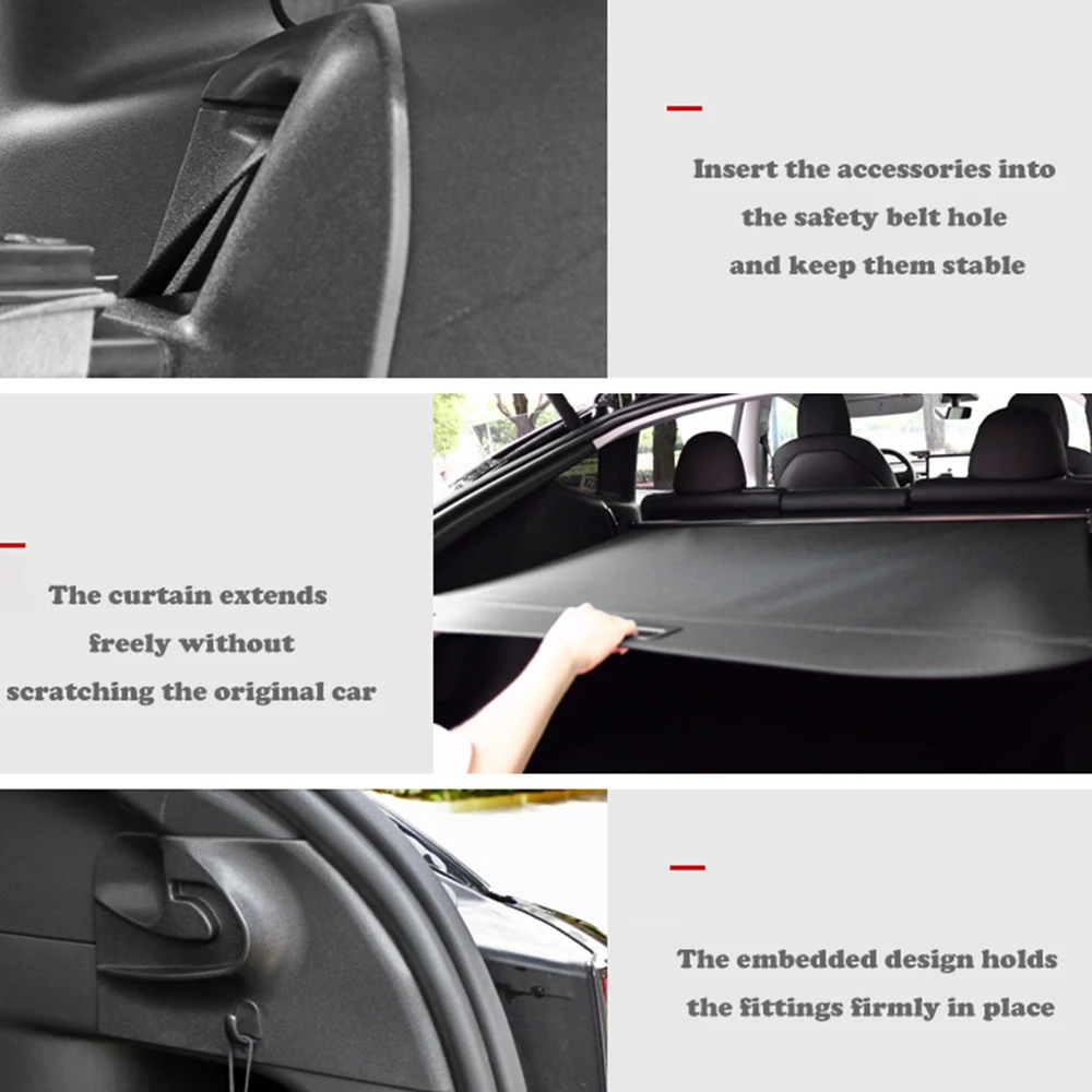 

Trunk curtain retractable partition privacy curtain Stretch cargo cover Security shield rear luggage carrier For Tesla Model Y