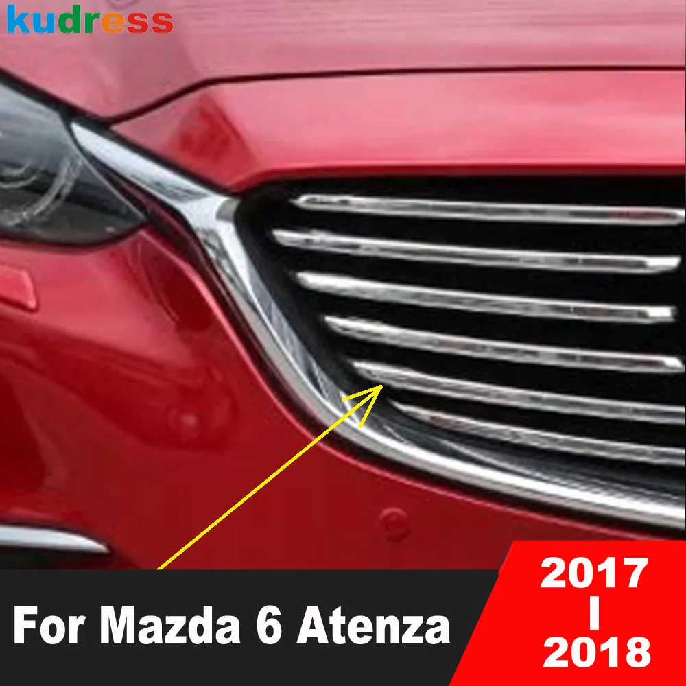 

Хромированная решетка для автомобиля Mazda 6 Mazda6 Atenza 2017 2018, передняя Центральная решетка, решетка, отделка, гоночная молдинговая полоса, внешние аксессуары