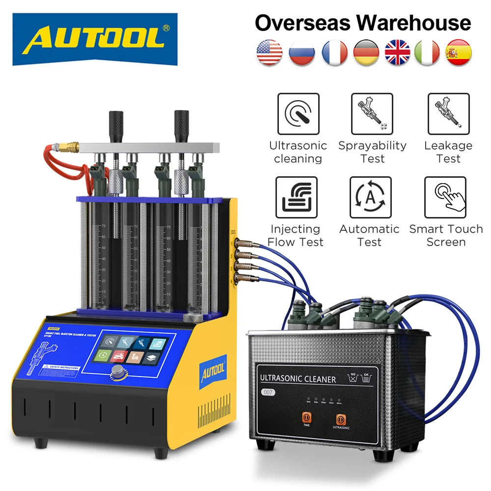 

AUTOOL CT180 Fuel Injector Tester Cleaning Machine Ultrasonic Cleaner For FSI HPI GDI With Touch Screen Display