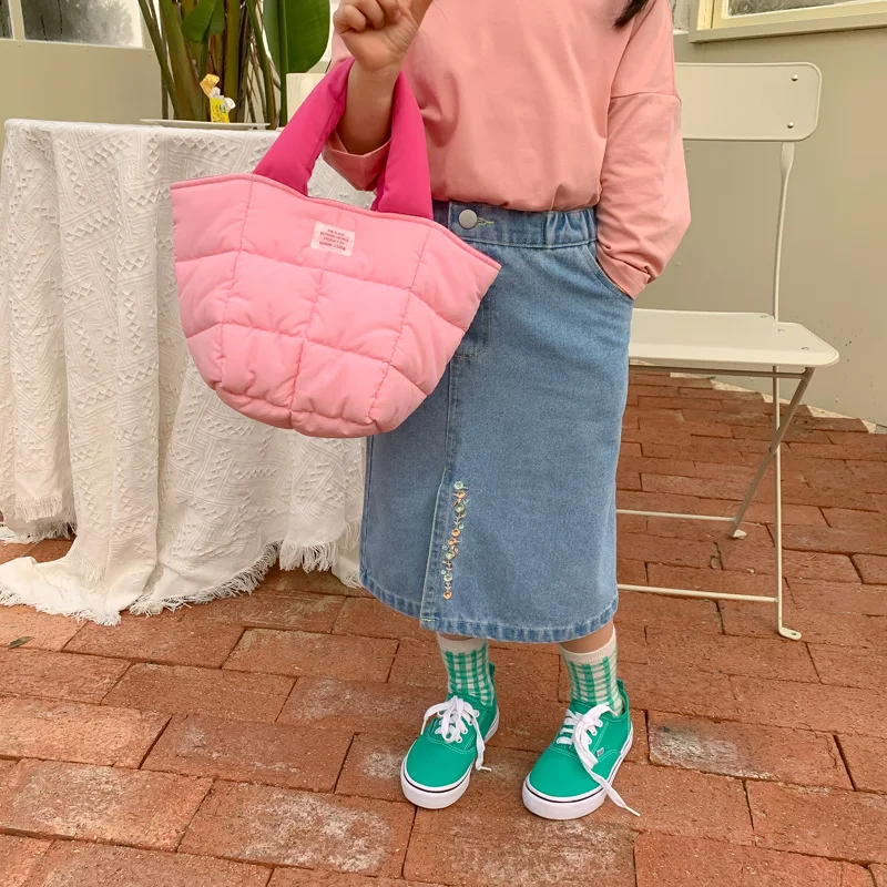 

2022 Spring New Children's Wear Korean Girls' Oblique Placket Embroidered Denim Skirt