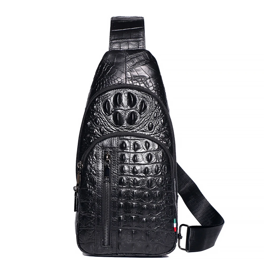 

Men Chest Bag Crocodile Pattern Leather Crossbody Bags For Man Fashion Casual Shoulder Pack Messenger Bag Sling Bags