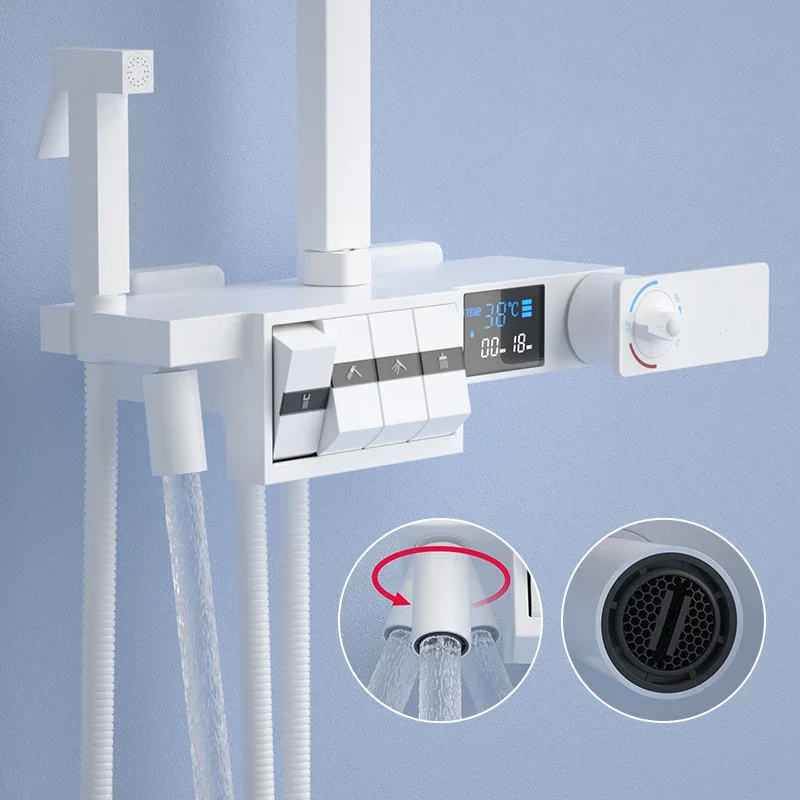 Белый термостатический душевой набор для ванной комнаты новый продукт латунный