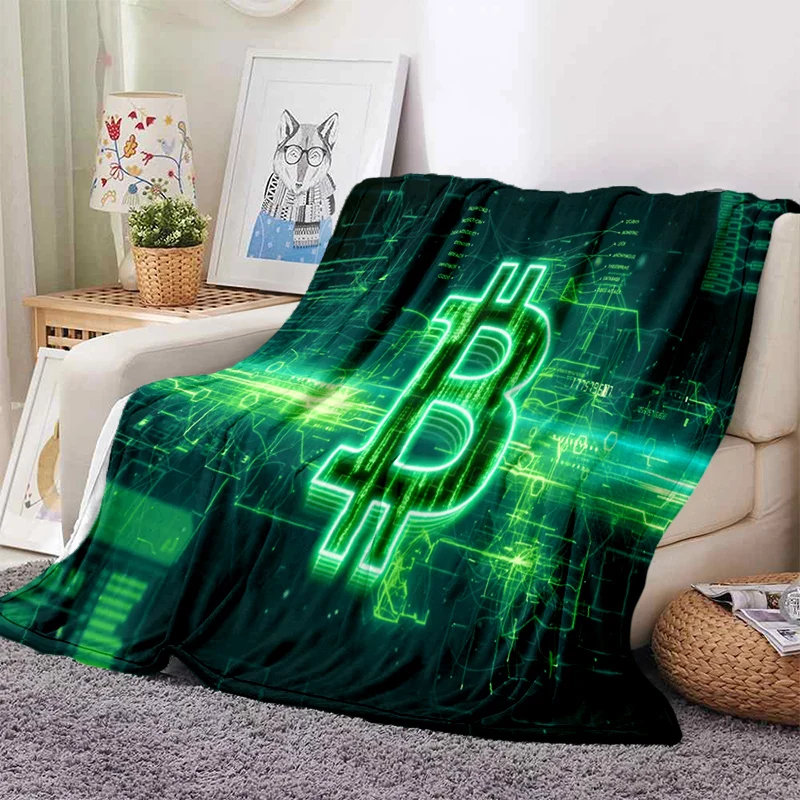 

Blanket Game Blanket Bed Throw Blanket Warm Cartoon Printed Bedspread Bed Couch Sofa Birthday Gifts for Boys Bitcoin Soft Throw