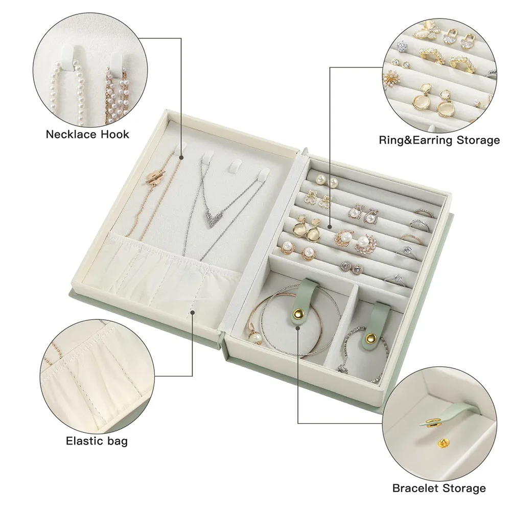 Шкатулка для ювелирных украшений органайзер из искусственной кожи хранения