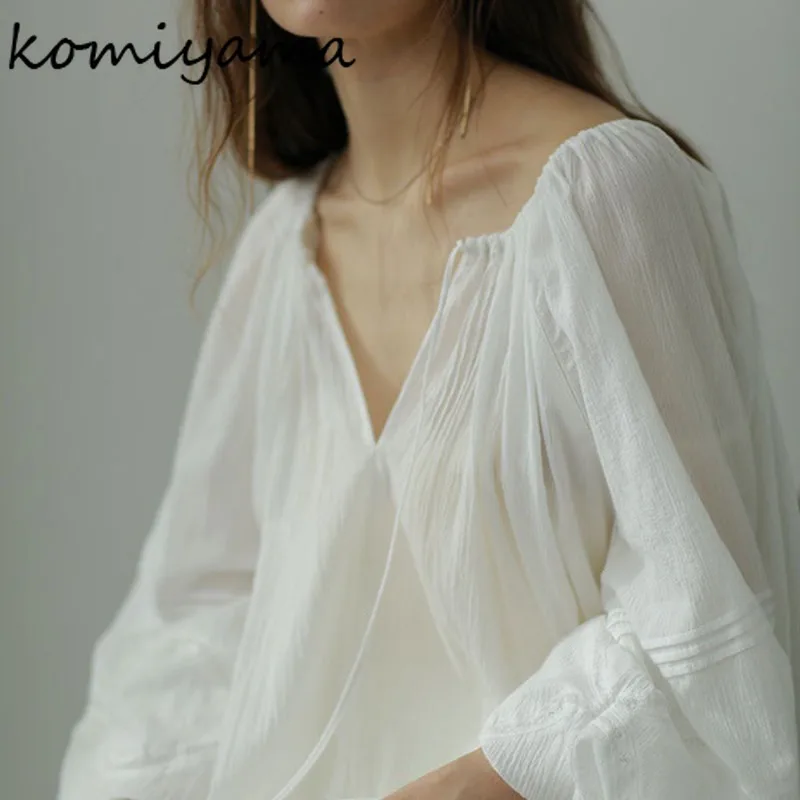 Blusas Mujer на шнуровке с бантом свободные удобные рубашки блузки японские