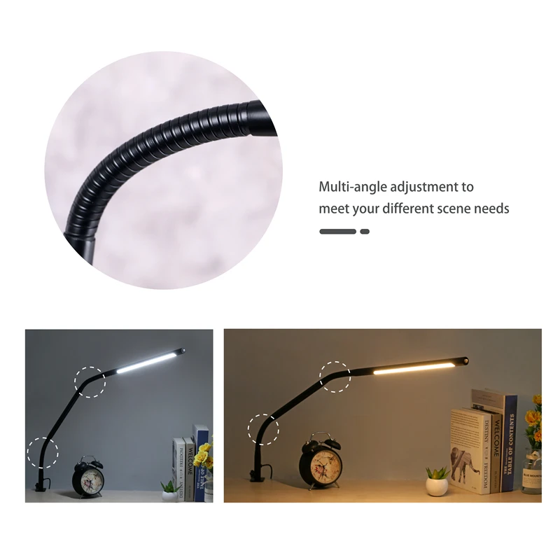 led 2 in 1 clip on desk lamp mobile phone bracket light dimming aluminum alloy folding light for bed living room office computer free global shipping