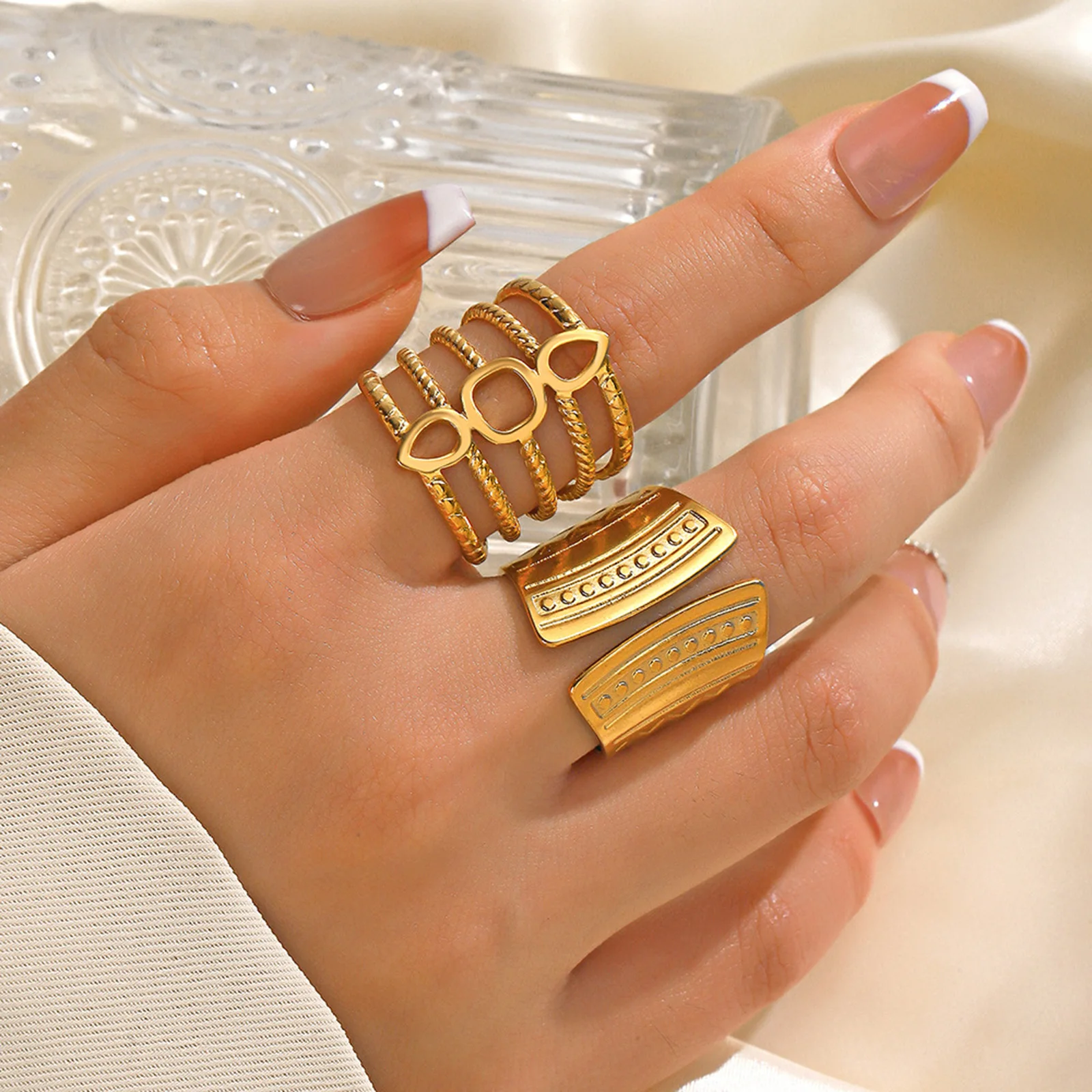 Кольца из нержавеющей стали в стиле панк 1 шт.