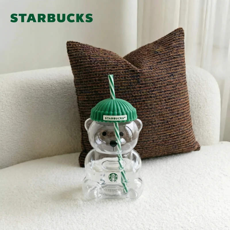 Фото Стакан для воды Starbucks Bear, 591 мл, элегантный, минималистичный, с прозрачной текстурой, тонкой отделкой, отличный коллекционный предмет и посуда для напитков №2