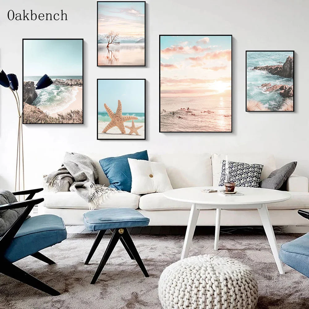 Скандинавский стиль искусство холст живопись морская звезда Пляжная Печать