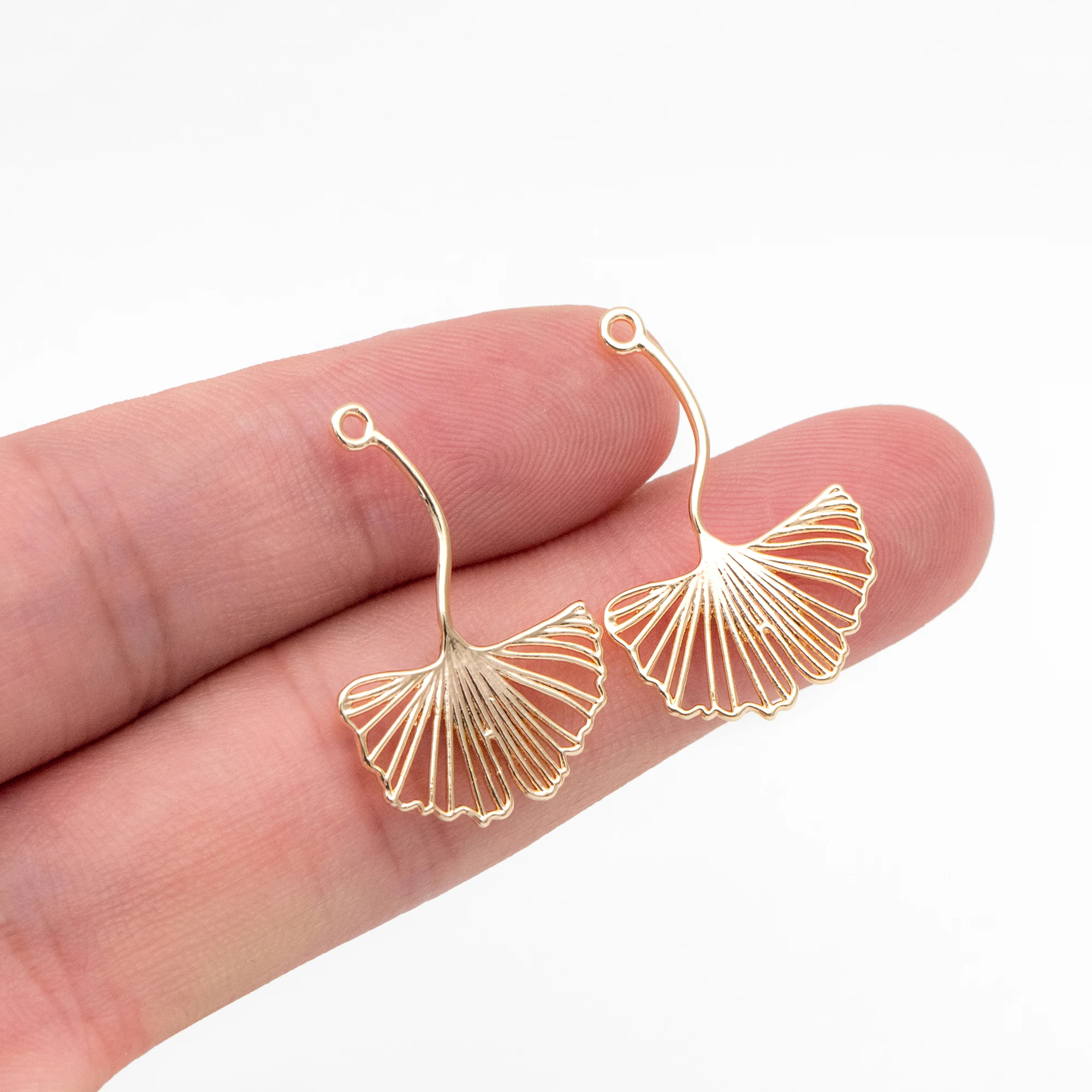 10 шт Ginkgo Leaf Charm 26x17 мм позолоченные латунные искусственные аксессуары из