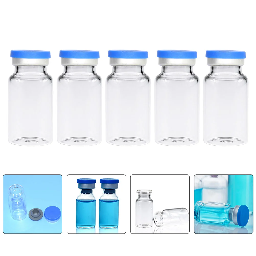 

20 Pcs Freeze-dried Powder Bottle Container Lid Vial Cap Sample Glass Bottles Clear Vials Empty Experiment Transparent Travel