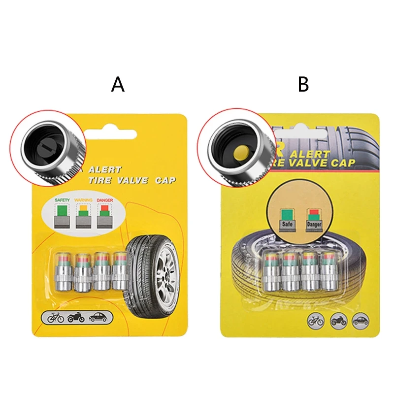 

4x 2.4 Bar Car Tire Valve Cap Pressure Table Gauge Monitoring Warning Cap Sensor Indicator Eye Alert Monitoring Pressure