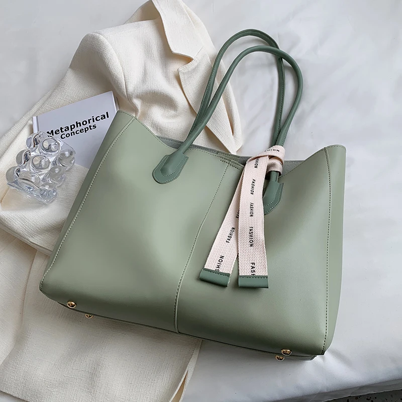 

New Women 2 Piece Tote Bag Fashion Luxury Brand Leather Large Handbag Shoulder Bags Ladies Shopper Big Shopping Bag 2023 Summer