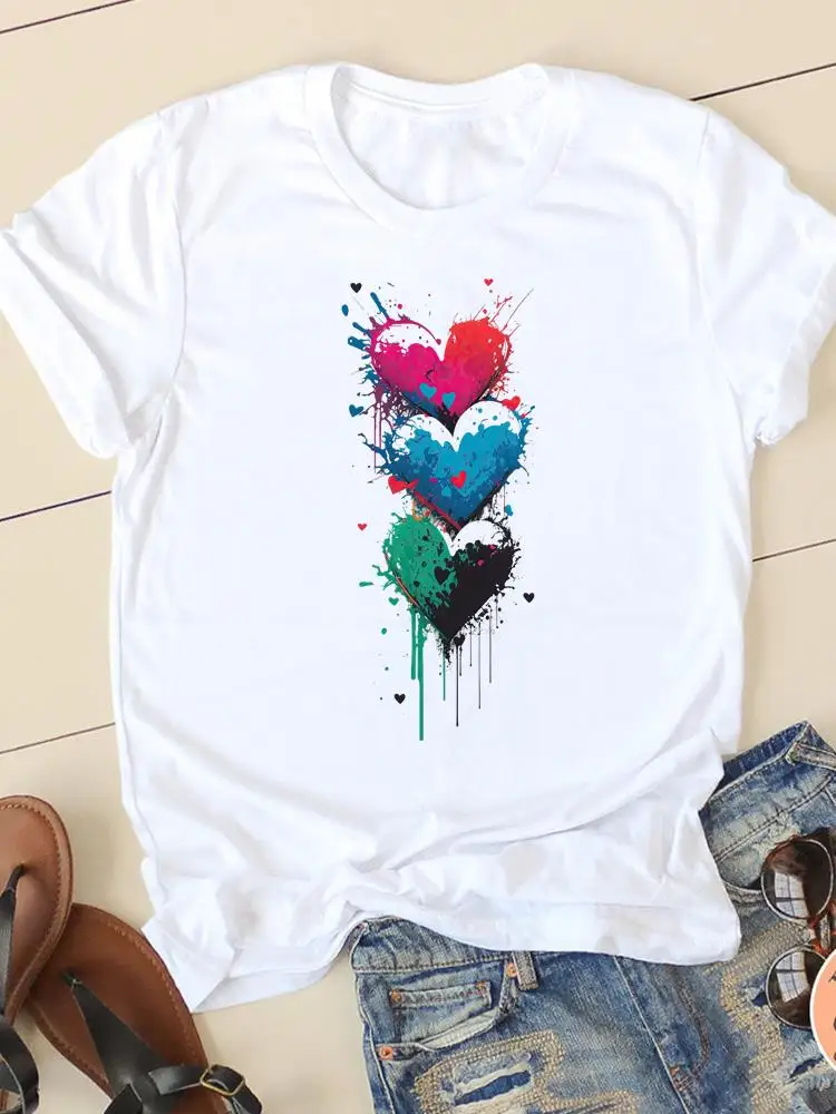 Милая винтажная Повседневная футболка в стиле 90-х с рисунком акварелью женская