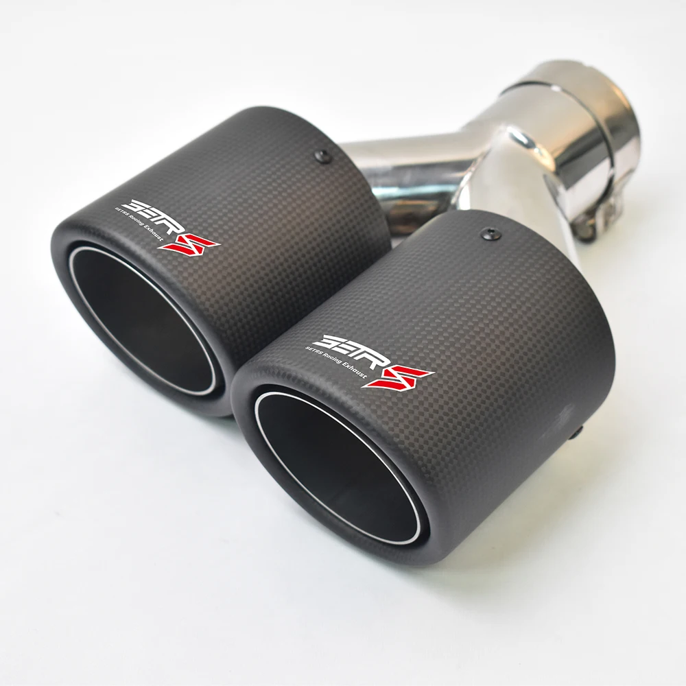 

1 Pc Car Stainless Steel Left Side Matt Fiber Carbon Silver Muffler System End Pipe Exhaust Tip