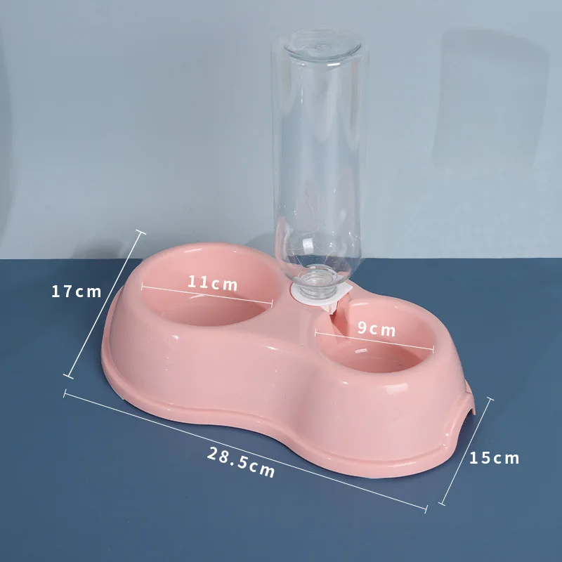 Цена Миска для домашних животных, Макарон с бутылкой для питья, круглая пластиковая двойная миска, кошка и конфета, два в одном, кошка