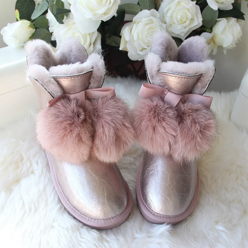 New Snow Boots Women Waterproof Australia Winter Warm shoes Real wool lining 100% Genuine Sheepskin Leather Wholesale