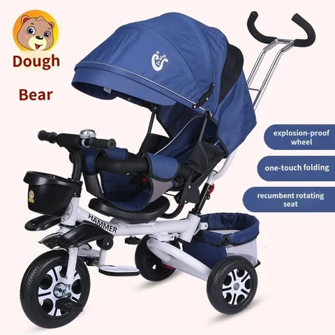 Детская трехколесная коляска, складная педаль, коляска для малышей, Детская велосипедная коляска, тележка для багги