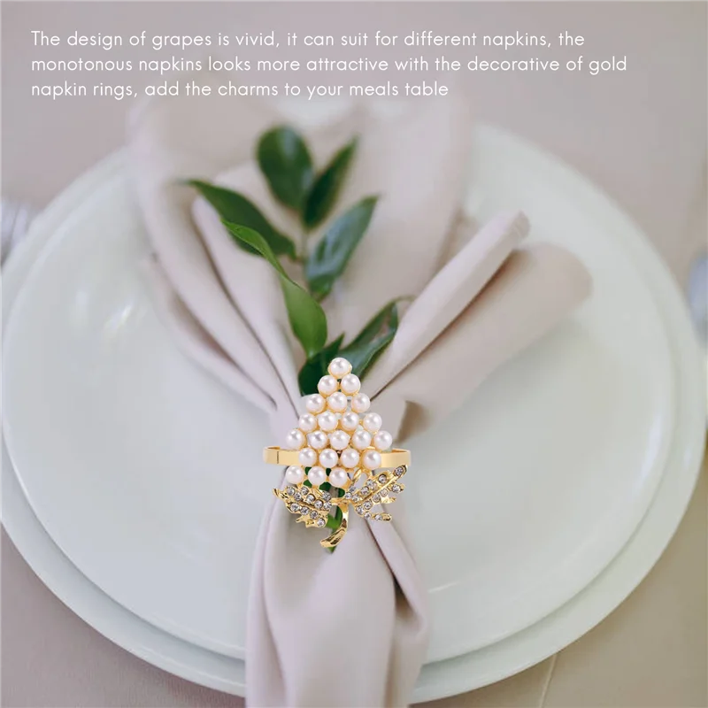 Набор из 6 колец для салфеток виноград с блестящими искусственными бриллиантами
