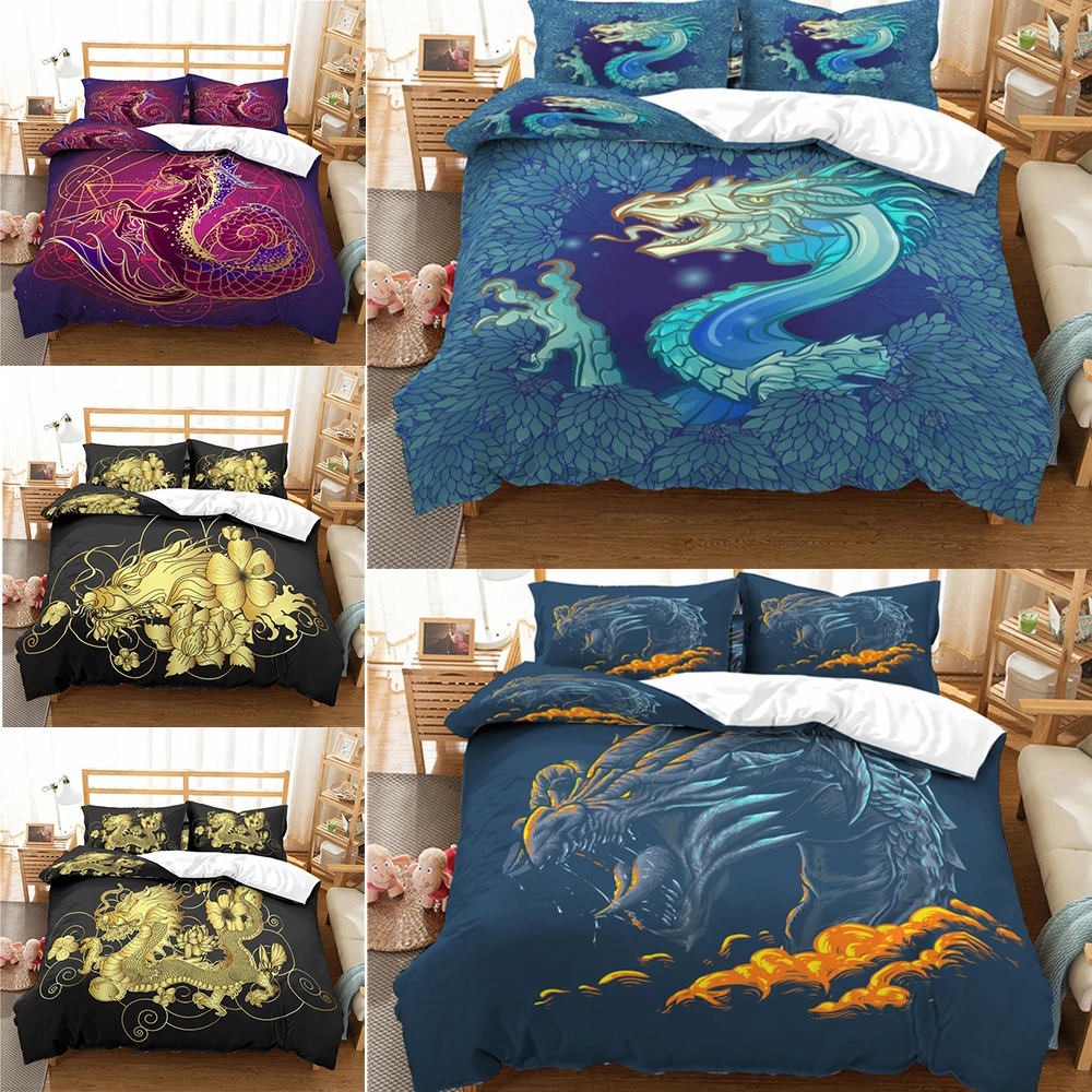 

3D Dragon Printing 2/3Pcs Duvet Cover PillowCase Bedding Sets Home Textiles Duvet Cover Sets