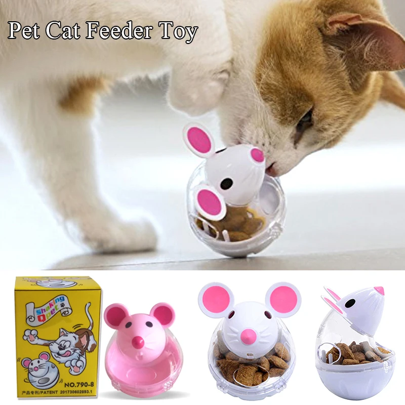 

Cat Feeder Pet Toy Food Rolling Leakage Dispenser Cat Bowl Imitate Mice Kitten Training Educational Toys Mouse-type Tumbler