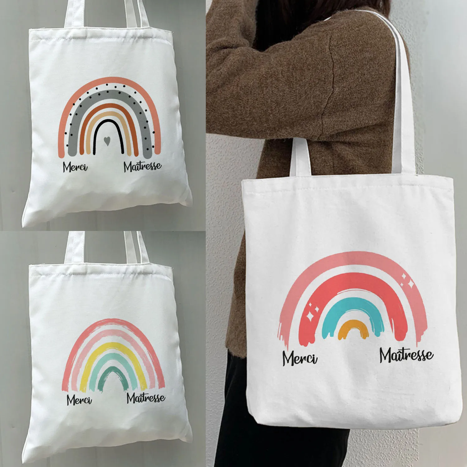 

2022 Женская Холщовая Сумка с узором Thank You хозяйка, складная сумка для покупок, повседневная женская сумка на плечо, Холщовая Сумка высокого к...