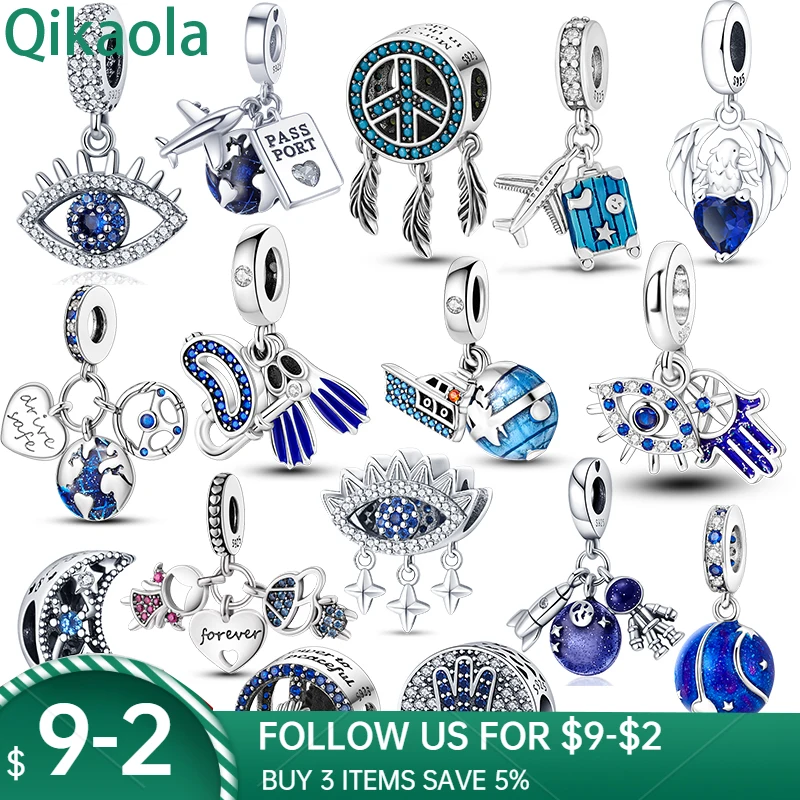 Браслет pandora женский из серебра 925 пробы с голубым цирконом