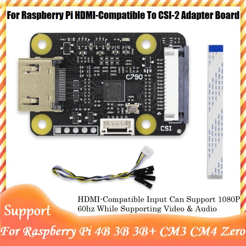 

NEW-HDMI-Compatible To CSI-2 Adapter Board 1080P 60Hz TC358743XBG Expansion Board For Raspberry Pi 4B 3B 3B+ Zero W